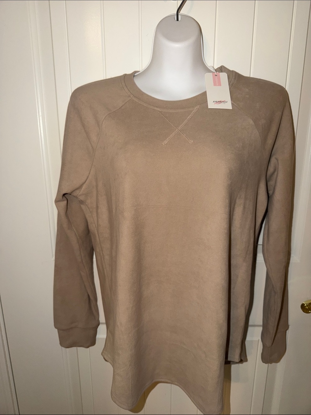 Cozy Longline Crewneck Sweatshirt - Taupe